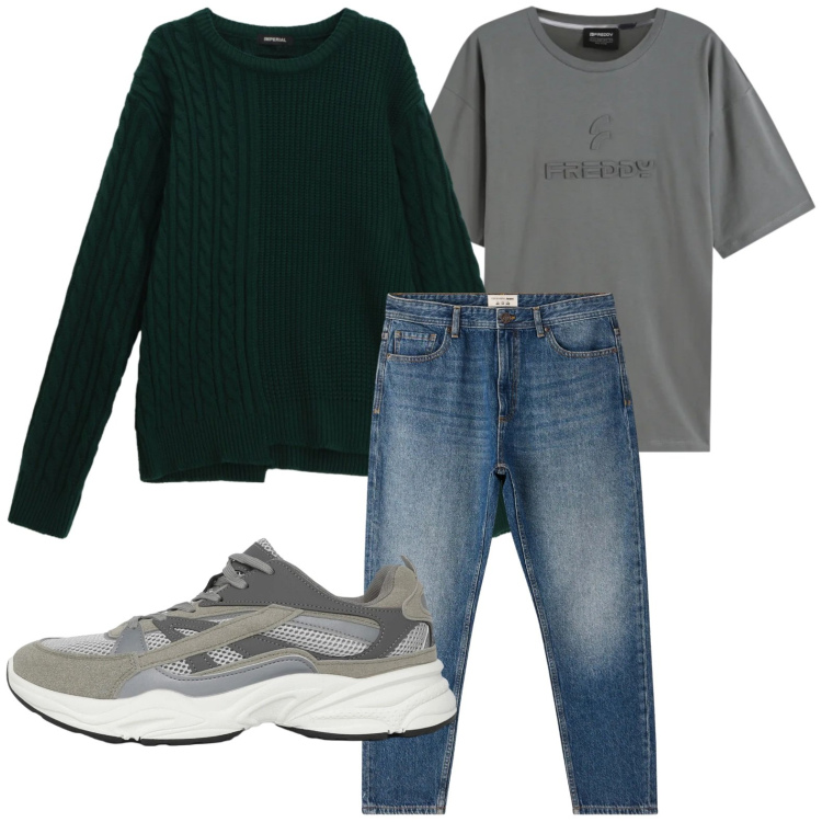 Outfit uomo - Le sneakers moderne. Stile Urban per Tutti i giorni. Abbinamento con pullovers, sneakers, jeans, t-shirt.