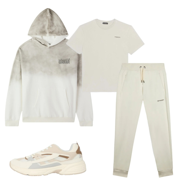 Outfit uomo - Total look #2345222. Stile Urban per Sport. Abbinamento con felpe con cappuccio, sneakers, pantaloni, t-shirt.