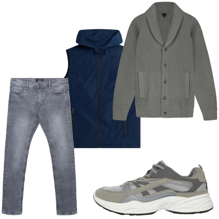 Outfit uomo - Il gilet ottanio. Stile Casual per Tutti i giorni. Abbinamento con sneakers, jeans skinny, piumini, cardigans.