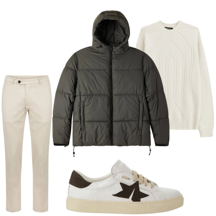 Outfit uomo - Casual. Stile Casual per Tutti i giorni. Abbinamento con bomber, pullovers, sneakers, pantaloni.
