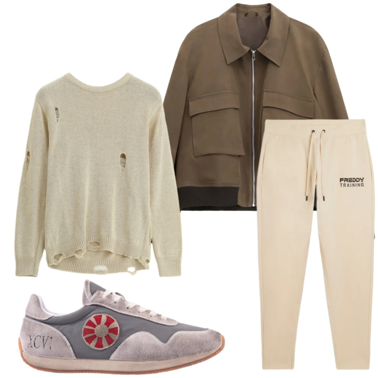 Outfit uomo - Street style. Stile Casual per Tutti i giorni. Abbinamento con giacche, maglieria, pantaloni, sneakers.