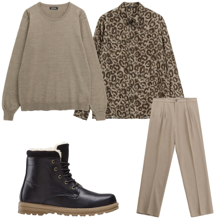 Outfit uomo - Easy. Stile Casual per Tutti i giorni. Abbinamento con stivali e stivaletti, pantaloni, camicie, maglieria.