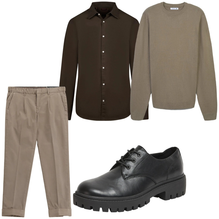 Outfit uomo - Cool. Stile Casual per Tutti i giorni. Abbinamento con scarpe stringate, maglieria, pantaloni chino, camicie.