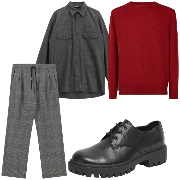 Outfit uomo - I pantaloni check. Stile Trendy per Tutti i giorni. Abbinamento con scarpe stringate, camicie, pantaloni, maglieria.