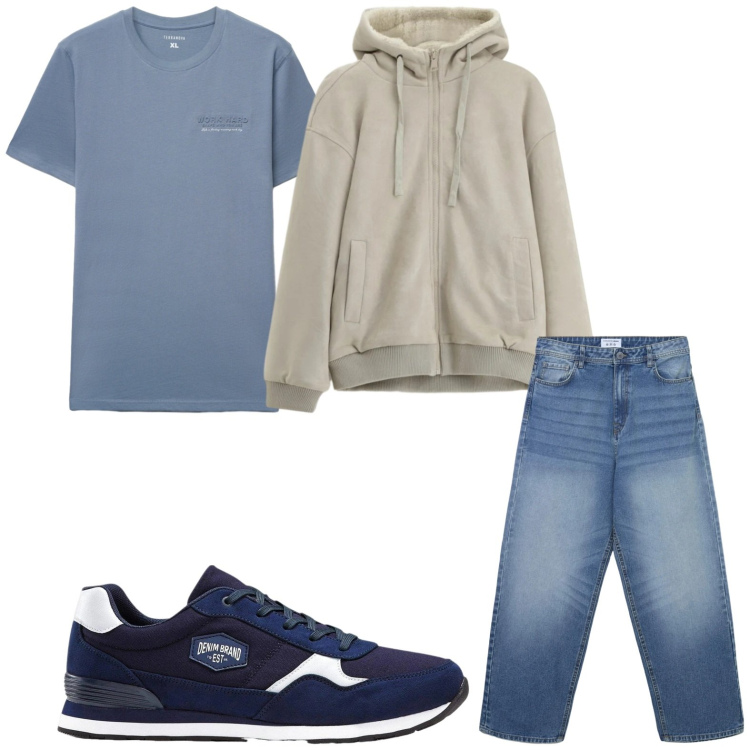 Outfit uomo - Casual. Stile Casual per Tutti i giorni. Abbinamento con sneakers, jeans, t-shirt, bomber.