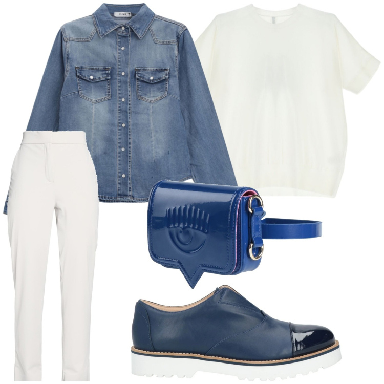 Outfit donna - Un tocco di luce d’inverno - Focus Donna. Stile Glamour per Tutti i giorni. Abbinamento con pantaloni, marsupi, mocassini, t-shirt, camicie.