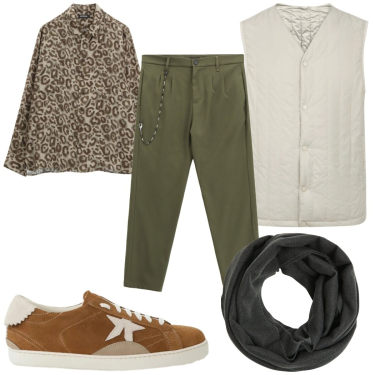 Outfit uomo - Total look #2345311. Stile Trendy per Tutti i giorni. Abbinamento con camicie, sneakers, pantaloni, sciarpe, piumini.