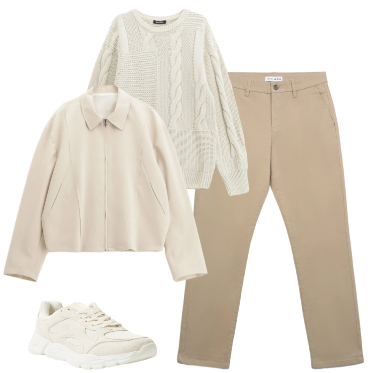 Outfit uomo - Total look #2345316. Stile Urban per Tutti i giorni. Abbinamento con sneakers, pantaloni chino, cappotti, maglieria.