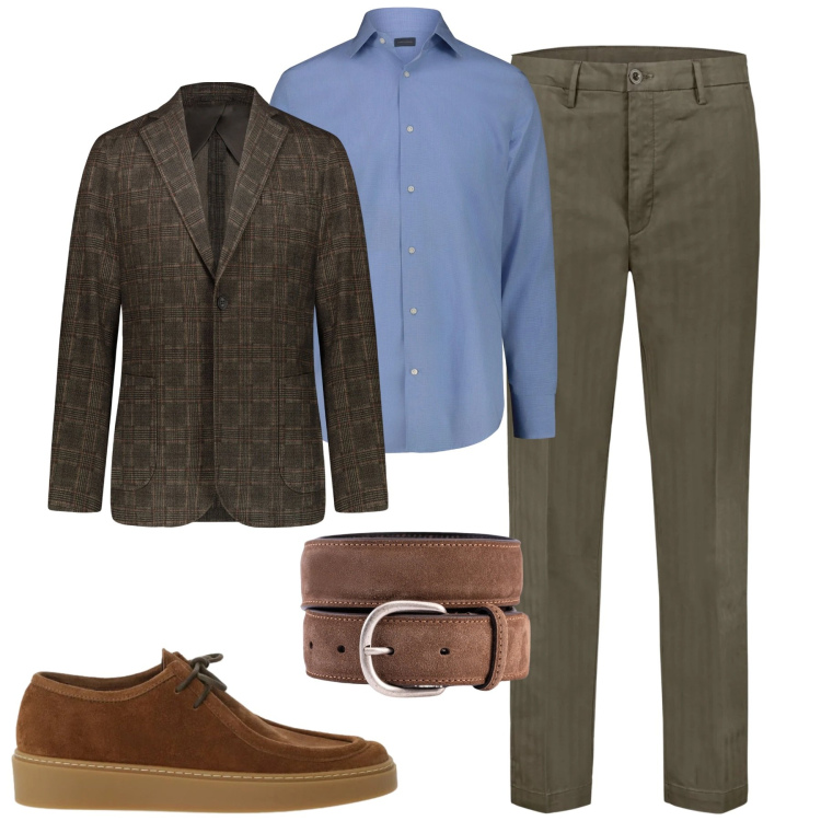 Outfit uomo - Total look #2345320. Stile Urban per Tutti i giorni. Abbinamento con scarpe stringate, giacche, pantaloni, camicie, cinture.