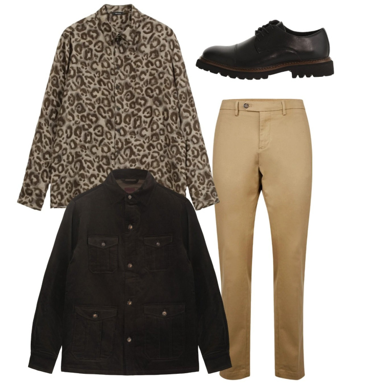 Outfit uomo - Total look #2345353. Stile Trendy per Tutti i giorni. Abbinamento con camicie, scarpe stringate, pantaloni chino, cappotti.