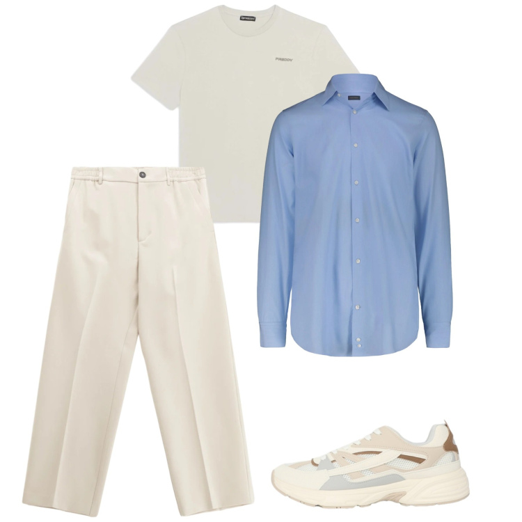 Outfit uomo - Springtime. Stile Casual per Tutti i giorni. Abbinamento con pantaloni, sneakers, t-shirt, camicie.
