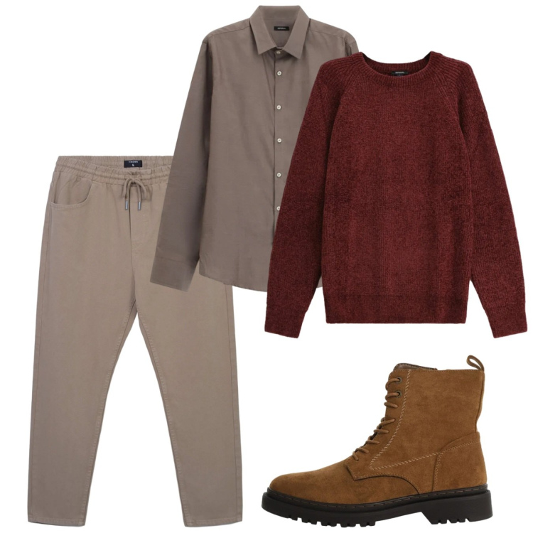 Outfit uomo - Chi ha una vita. Stile Casual per Tutti i giorni. Abbinamento con pantaloni, camicie, maglieria, anfibi.