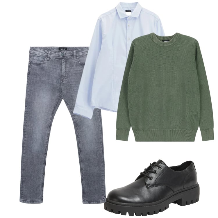 Outfit uomo - Stringate e jeans. Stile Casual per Tutti i giorni. Abbinamento con camicie, pullovers, scarpe stringate, jeans skinny.