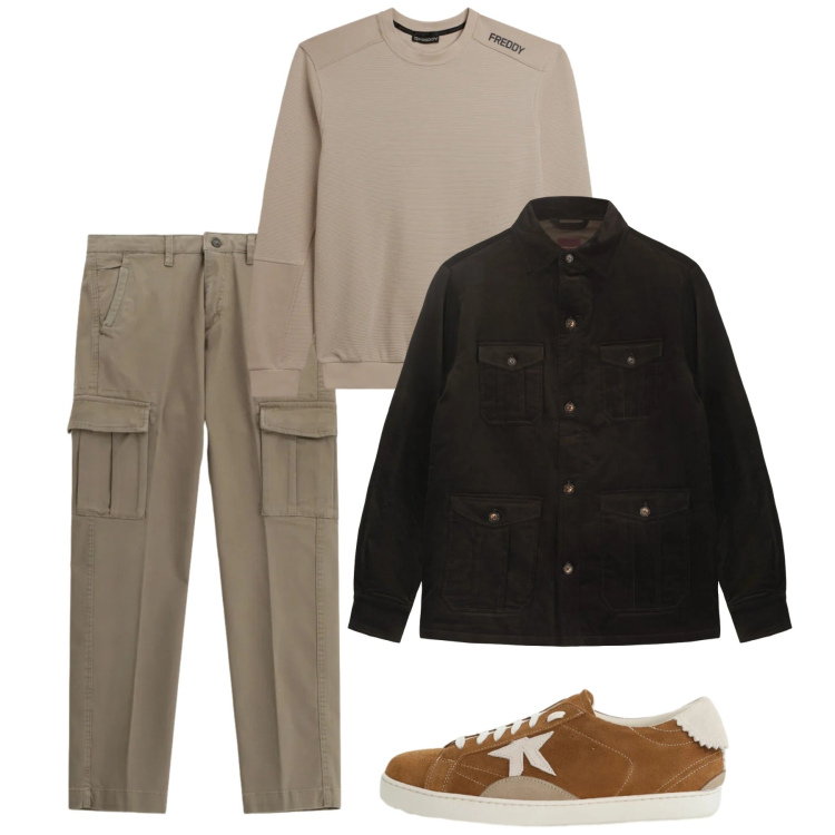 Outfit uomo - Febbraio street style. Stile Casual per Tutti i giorni. Abbinamento con pantaloni cargo, sneakers, felpe, cappotti.