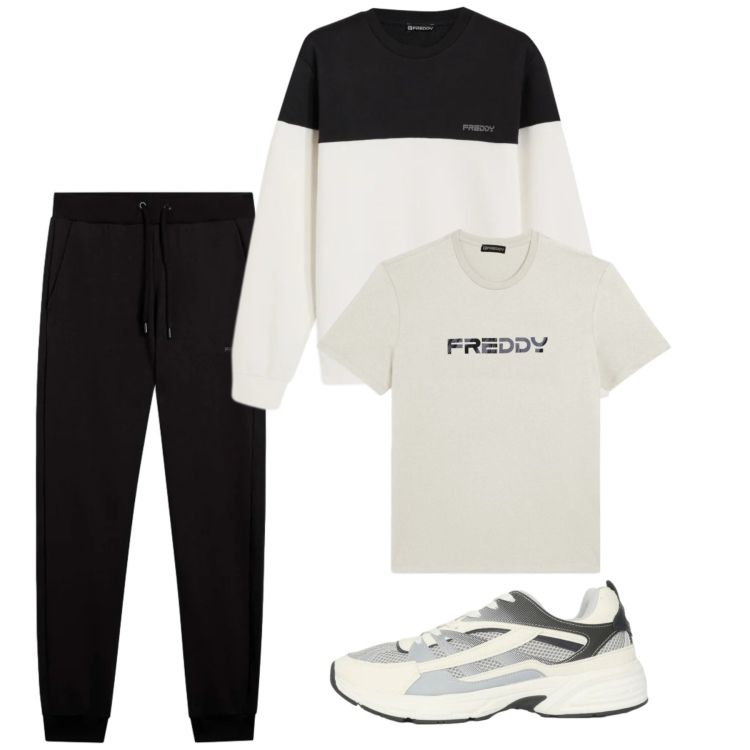 Outfit uomo - Sportivo. Stile Urban per Sport. Abbinamento con sneakers, t-shirt, felpe, pantaloni.