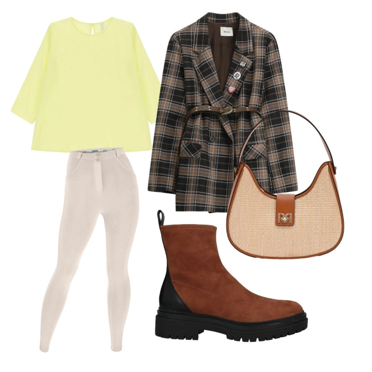 Outfit donna - L’importanza del Blazer. Stile Preppy per Tutti i giorni. Abbinamento con stivaletti, top, blazer, pantaloni skinny, borse a spalla.