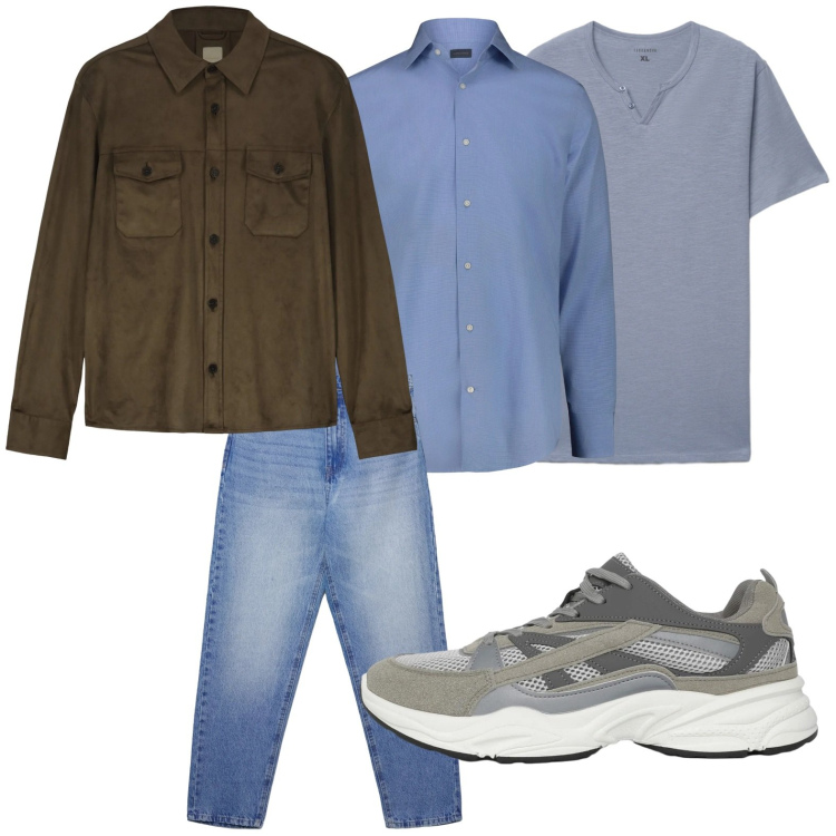 Outfit uomo - Casual. Stile Casual per Tutti i giorni. Abbinamento con sneakers, jeans, t-shirt, giacche, camicie.