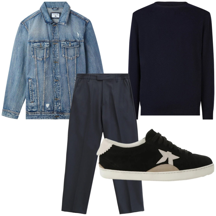 Outfit uomo - Trendy. Stile Trendy per Tutti i giorni. Abbinamento con giacche, pantaloni, sneakers, maglieria.