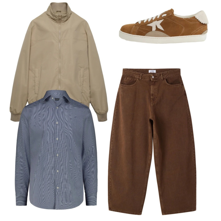 Outfit uomo - Total look #2345472. Stile Casual per Tutti i giorni. Abbinamento con sneakers, bomber, jeans dritti, camicie.