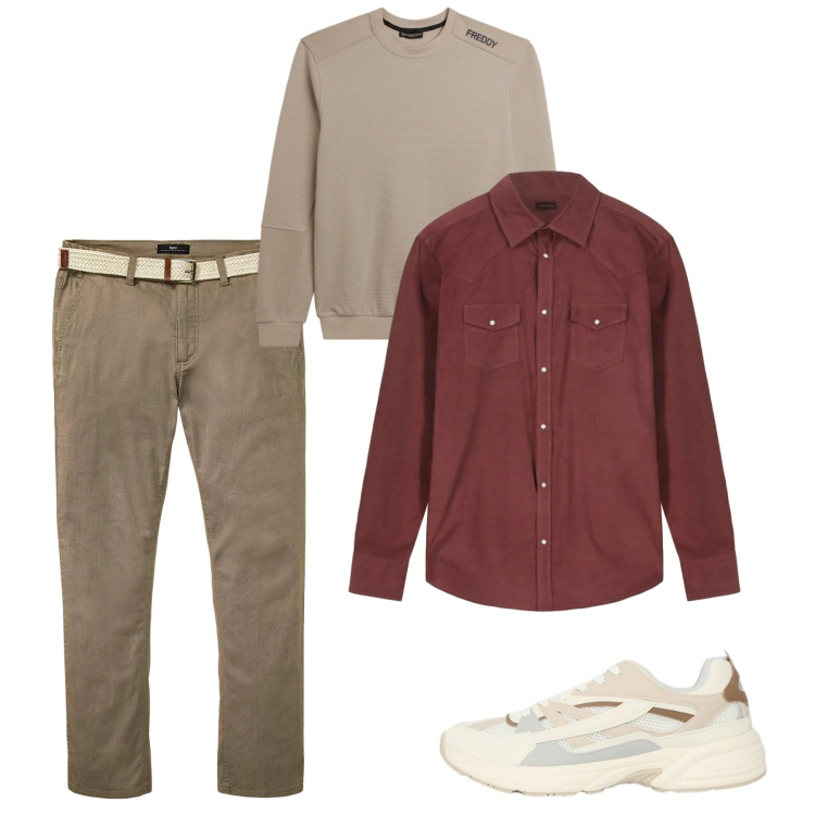 Outfit uomo - Febbraio. Stile Casual per Tutti i giorni. Abbinamento con pantaloni chino, sneakers, felpe, camicie.