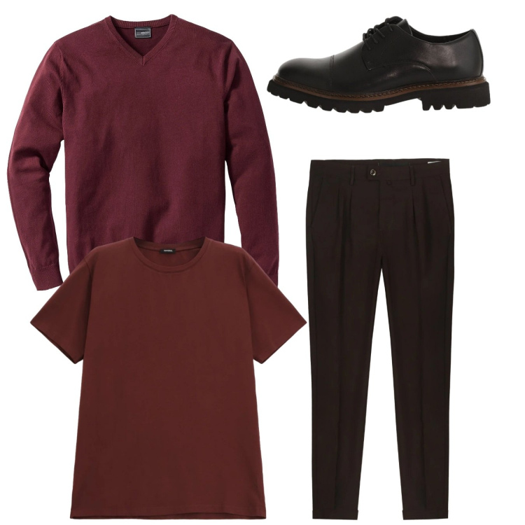 Outfit uomo - Total look #2345495. Stile Casual per Tutti i giorni. Abbinamento con maglieria, t-shirt, scarpe stringate, pantaloni.