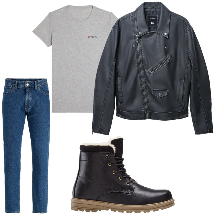Outfit uomo - Rock. Stile Biker Rock per Tutti i giorni. Abbinamento con stivali e stivaletti, jeans, t-shirt sportive, giacche.