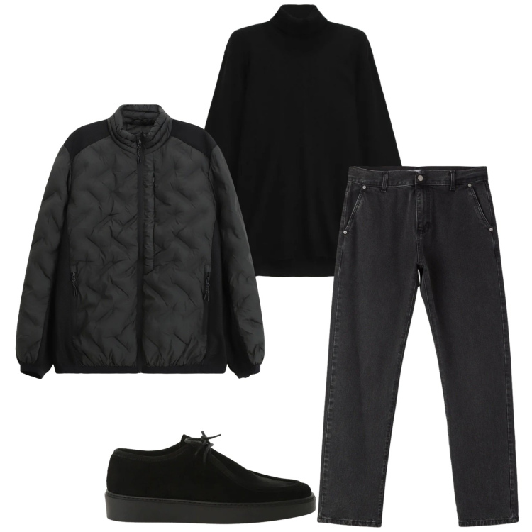 Outfit uomo - Total look #2345518. Stile Urban per Tutti i giorni. Abbinamento con giacche, maglieria, scarpe stringate, jeans dritti.