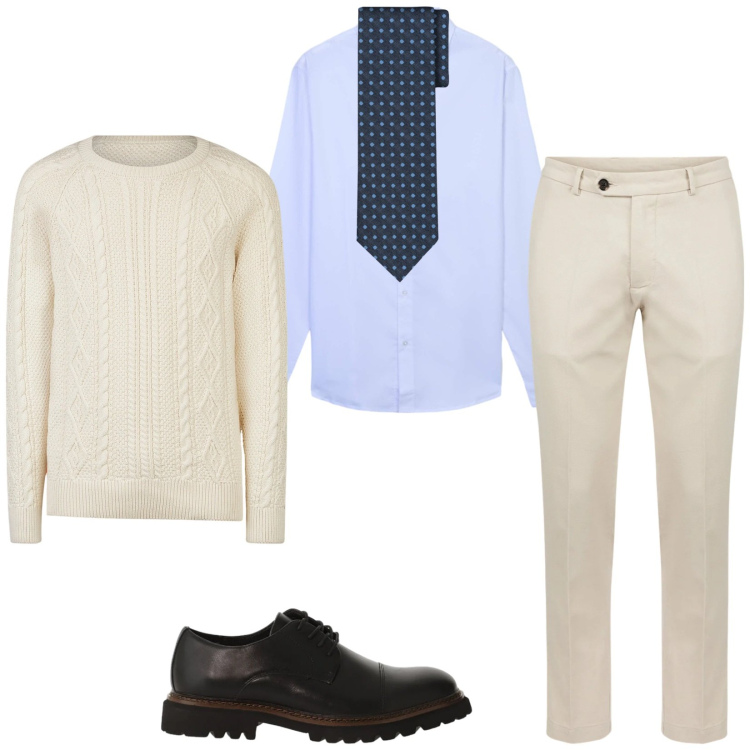 Outfit uomo - Total look #2345522. Stile Business/Elegante per Ufficio. Abbinamento con camicie, scarpe stringate, maglieria, pantaloni, cravatte.