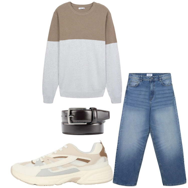 Outfit uomo - Total look #2345543. Stile Casual per Tutti i giorni. Abbinamento con jeans, maglieria, sneakers, cinture.