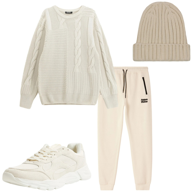 Outfit uomo - Total look #2345551. Stile Urban per Sport. Abbinamento con maglieria, sneakers, pantaloni, berretti.