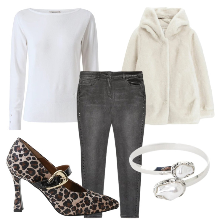 Outfit donna - Let’s rock. Stile Rock per Tutti i giorni. Abbinamento con pullovers, décolleté, ecopellicce, braccialetti, jeans skinny.