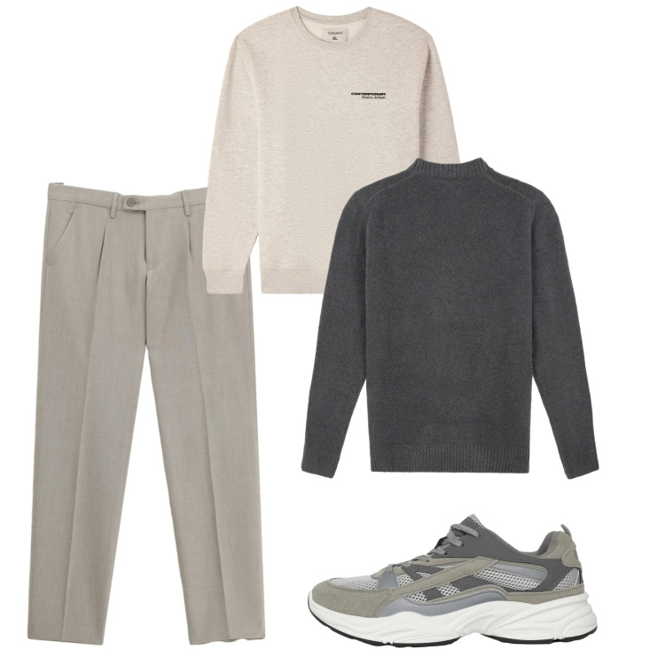 Outfit uomo - Febbraio. Stile Casual per Tutti i giorni. Abbinamento con sneakers, felpe, pantaloni, maglieria.