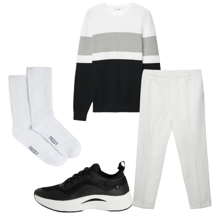 Outfit uomo - Total look #2345565. Stile Casual per Tutti i giorni. Abbinamento con pantaloni, maglieria, sneakers, calzini.