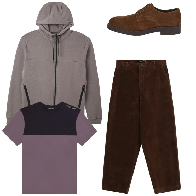 Outfit uomo - Street style. Stile Casual per Tutti i giorni. Abbinamento con pantaloni, felpe con cappuccio, t-shirt, scarpe stringate.