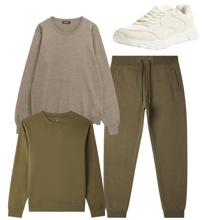 Outfit uomo - Sporty city. Stile Casual per Tutti i giorni. Abbinamento con sneakers, felpe, pantaloni, maglieria.