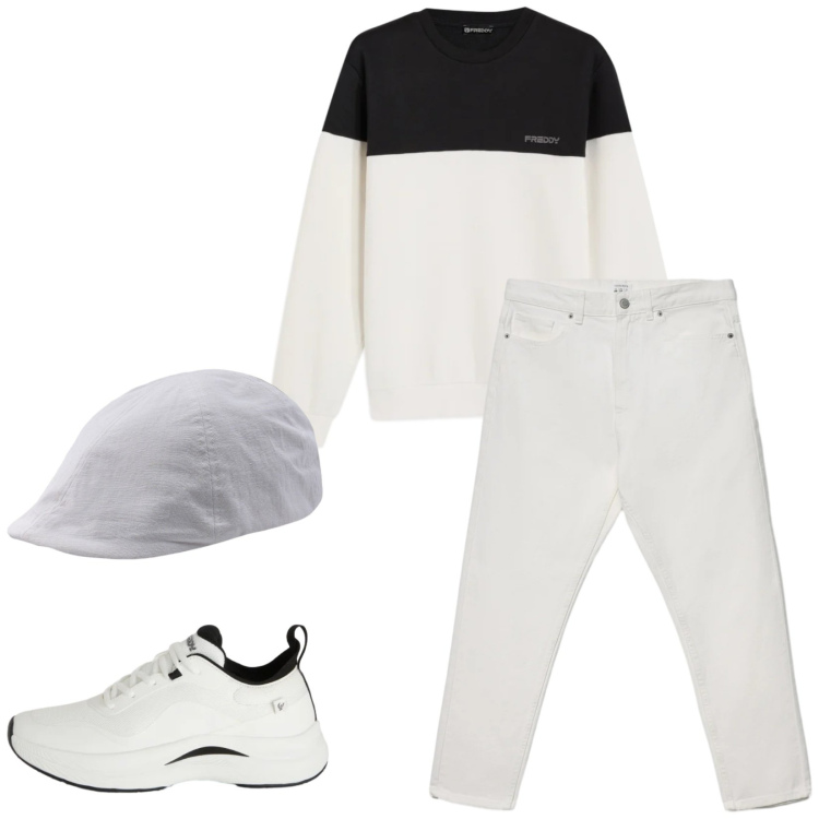 Outfit uomo - Total look #2345596. Stile Trendy per Tutti i giorni. Abbinamento con jeans, sneakers, felpe, cappelli con visiera.