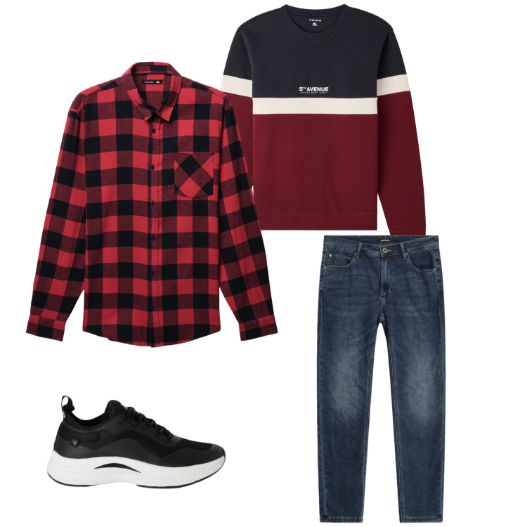 Outfit uomo - Urban Woodsman Moderno. Stile Casual per Tutti i giorni. Abbinamento con jeans slim fit, camicie, felpe, sneakers.
