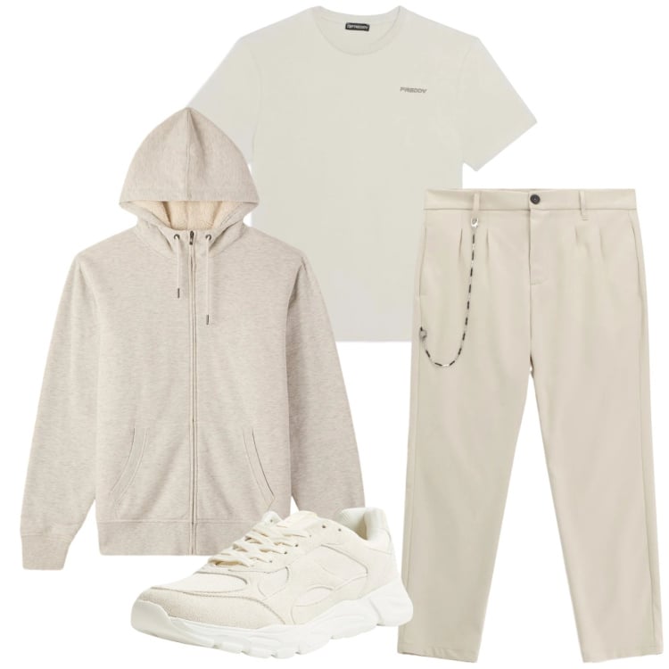 Outfit uomo - Total look #2345618. Stile Trendy per Tutti i giorni. Abbinamento con sneakers, felpe con cappuccio, pantaloni, t-shirt.