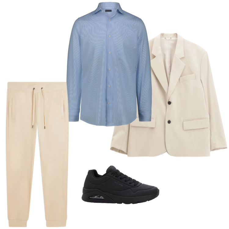 Outfit uomo - Neo-Preppy Fusion. Stile Casual per Tutti i giorni. Abbinamento con sneakers, pantaloni, giacche, camicie.