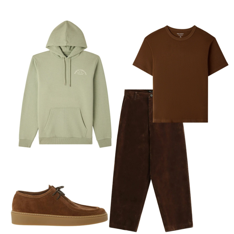 Outfit uomo - Total look #2345625. Stile Trendy per Tutti i giorni. Abbinamento con t-shirt, felpe con cappuccio, pantaloni, scarpe stringate.