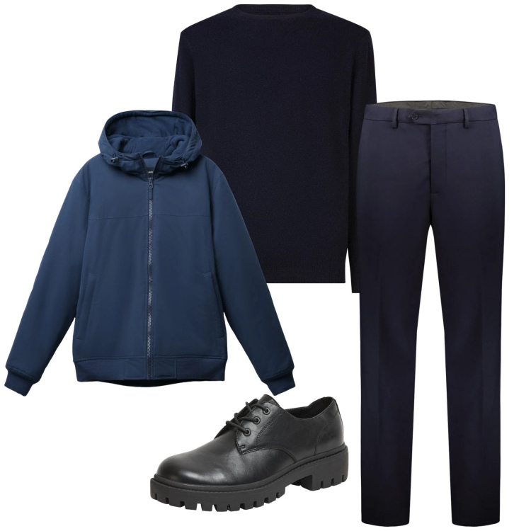 Outfit uomo - Total look #2345631. Stile Urban per Ufficio. Abbinamento con scarpe stringate, giacche, pantaloni, maglieria.