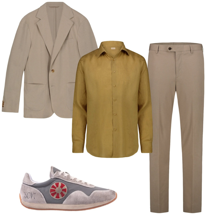 Outfit uomo - Total look #2345634. Stile Trendy per Serata speciale. Abbinamento con giacche, camicie, sneakers, pantaloni.