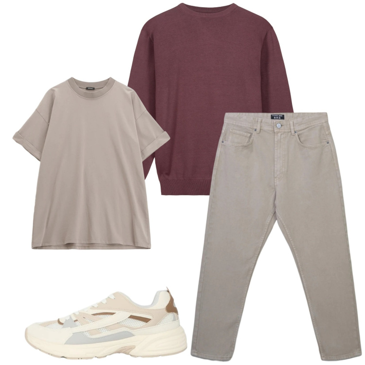 Outfit uomo - Total look #2345666. Stile Casual per Tutti i giorni. Abbinamento con t-shirt, jeans, sneakers, maglieria.