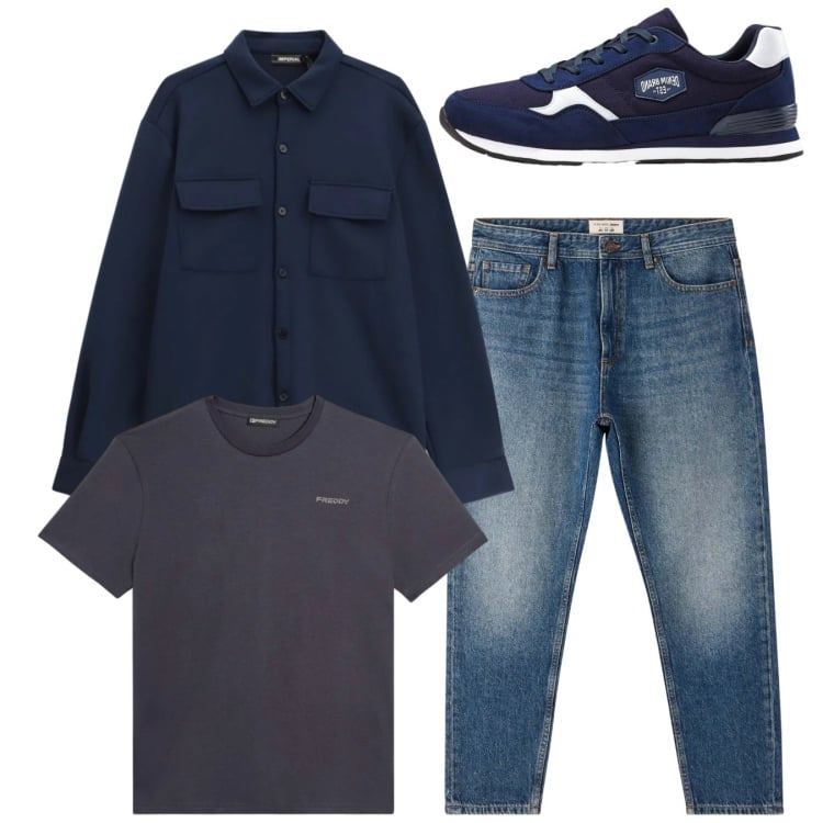 Outfit uomo - Total look #2345668. Stile Casual per Tutti i giorni. Abbinamento con sneakers, jeans, camicie, t-shirt.