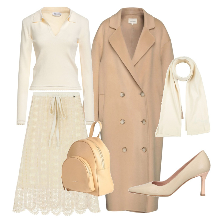 Outfit donna - Tonalità polverose. Stile Chic per Cerimonia. Abbinamento con zaini, cappotti, sciarpe, décolleté, pullovers, gonne longuette.