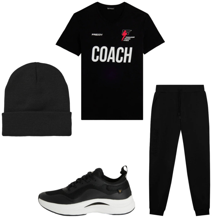 Outfit uomo - Total look #2345685. Stile Casual per Tutti i giorni. Abbinamento con berretti, sneakers, pantaloni, t-shirt.