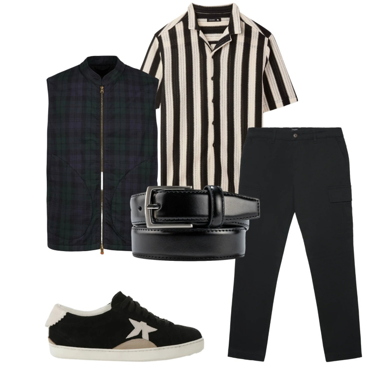Outfit uomo - Total look #2345692. Stile Casual per Tutti i giorni. Abbinamento con sneakers, camicie a manica corta, pantaloni cargo, piumini, cinture.