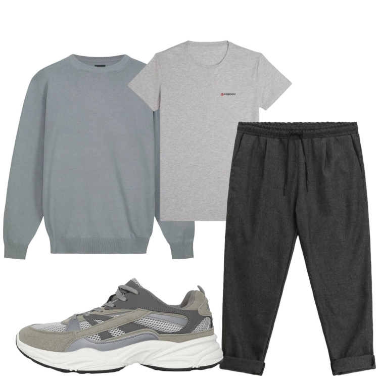 Outfit uomo - Total look #2345714. Stile Casual per Tutti i giorni. Abbinamento con sneakers, pantaloni, t-shirt sportive, maglieria.