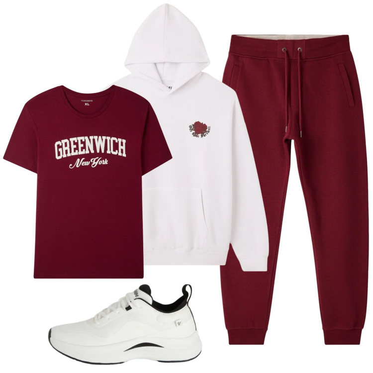 Outfit uomo - Total look #2345736. Stile Casual per Sport. Abbinamento con felpe con cappuccio, pantaloni, t-shirt, sneakers.