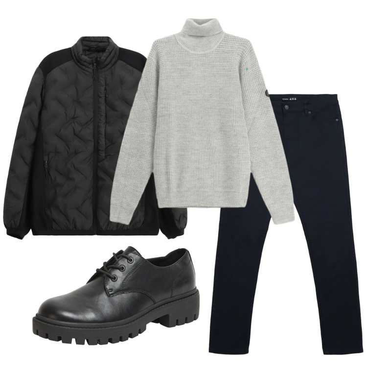 Outfit uomo - Total look #2345741. Stile Casual per Ufficio. Abbinamento con scarpe stringate, pantaloni skinny, giacche, maglieria.